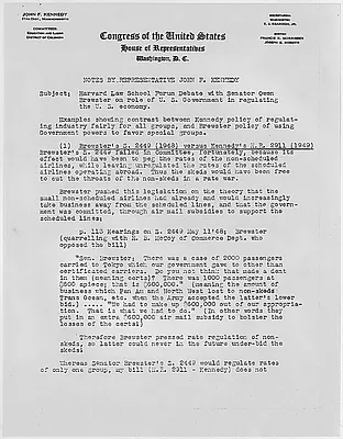 Harvard Law Forum Notes By Representative John F. Kennedy