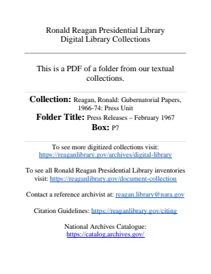 Press Releases - February 1967