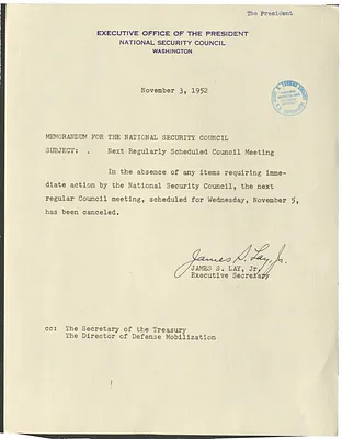 Memorandum from James S. Lay, Jr. to the National Security Council