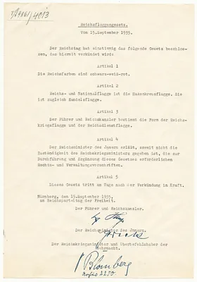 Reichsflaggengesetz [Flag Law (original copy)]