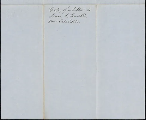 Copy of a letter from Samuel Warner to Isaac S. Small, 23 October 1851