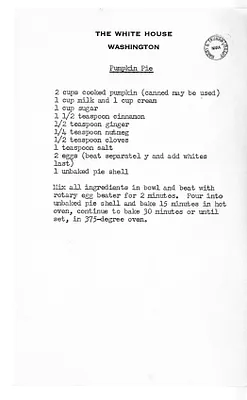 Recipe for Pumpkin Pie