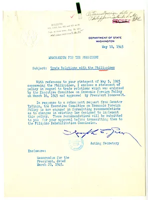 Memorandum from Joseph Grew to President Harry S. Truman, with Attachment