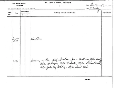 Lady Bird Johnson's Daily Diary Entry, 12/16/1963