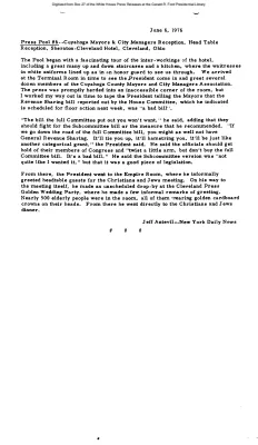 Press Pool #6 -- Cuyahoga Mayors & City Managers Reception, Cleveland Ohio [Pool Report]