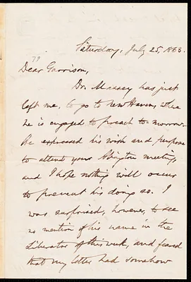 Letter from Oliver Johnson, to William Lloyd Garrison, July 25, 1863