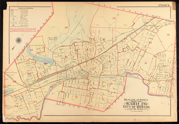 Outline and index map of ward 26, city of Boston, Hyde Park
