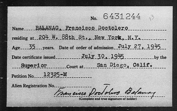 Balanag, Francisco Doctolero - 1945
