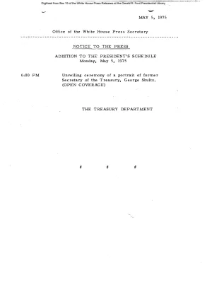 Addition to President's Schedule, Monday, May 5, 1975