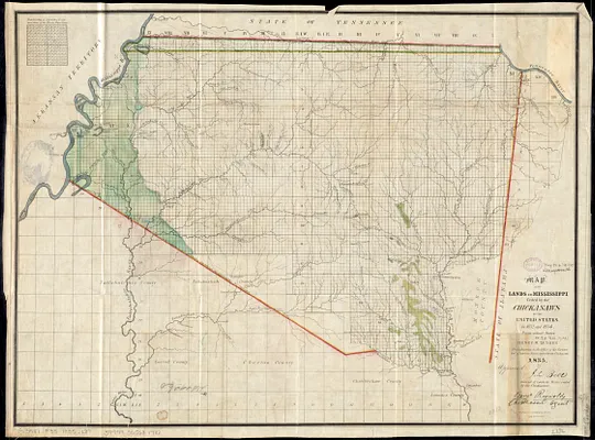 Map of the lands in Mississippi ceded by the Chickasaws to the United States in 1832 and 1834