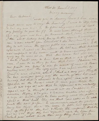 Letter from Anne Warren Weston, West St., [Boston], to Debora Weston, March 1, 1839, Friday morning
