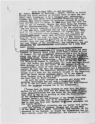 Dr. Grimm interview notes