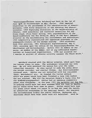 Ernst Reichard interview notes