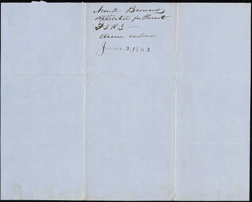 Newell Barnard to Samuel Warner, 2 June 1852