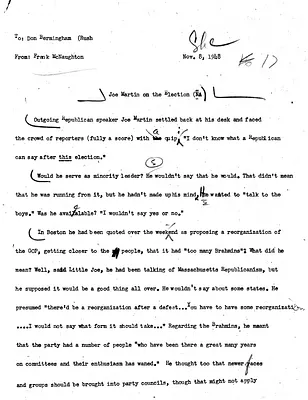 Message from Frank McNaughton to Don Bermingham