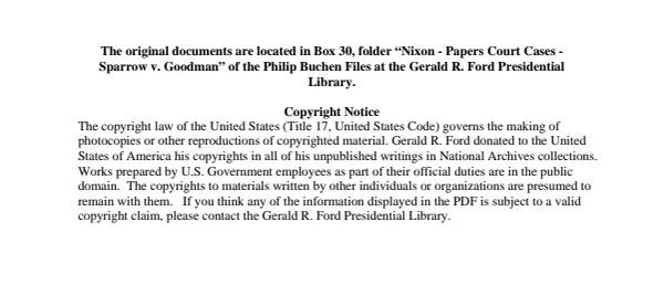 Nixon - Papers Court Cases - Sparrow v. Goodman