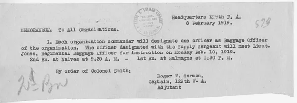 Memorandum from Captain Roger T. Sermon