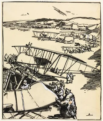 Avions reposant sur le terrain (recto)