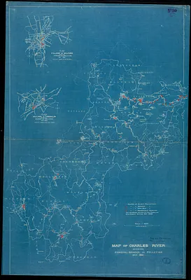 Map of Charles River showing principal sources of pollution