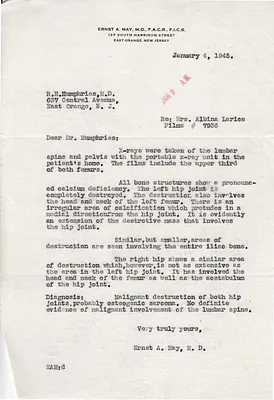 Letters Received to R.E. Humphries [Dr. Robert E. Humphries], January 4, 1945
