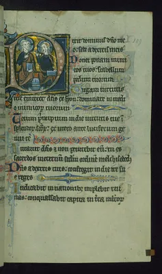 Leaf from Psalter: Psalm 109, Initial D with God the Father and Christ