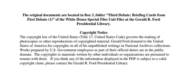 Third Debate: Briefing Cards from First Debate (1)