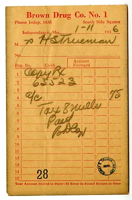 Receipt from Brown Drug Company