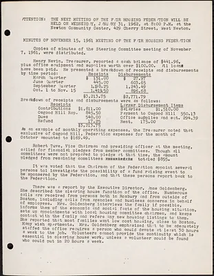 Minutes of Fair Housing Federation Meeting, November 1961
