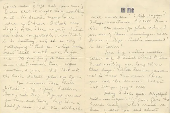 Letter from Lady Bird Taylor to Lyndon Johnson