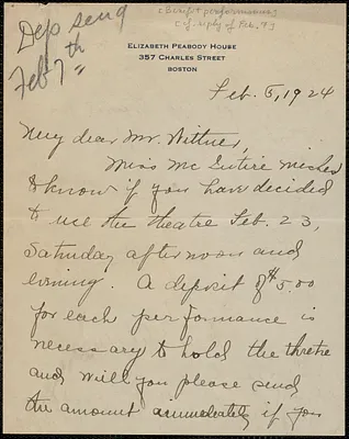 L. W. Spelman autograph letter signed to A.G. Wittner, Boston, Mass., February 5, 1924