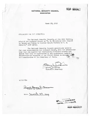 National Security Council Report 42/1, Report to the President by the National Security Council on United States Objectives with Respect to Greece and Turkey to Counter Soviet Threats to United States Security