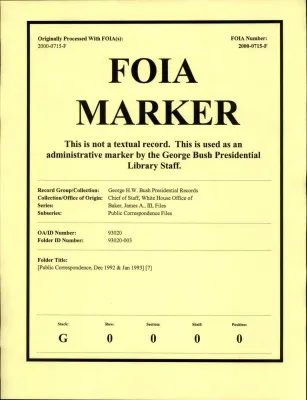 [Public Correspondence, Dec 1992 & Jan 1993] [7]
