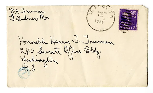 Envelope from Mary Jane Truman to Harry S. Truman