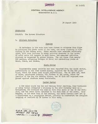Memorandum from R. H. Hillenkoetter, Korean Situation
