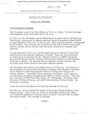 10:00 a.m. Posting: President's Schedule
