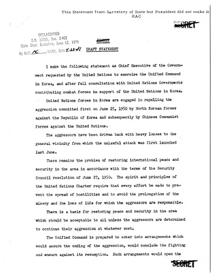 Draft Statement for President Harry S. Truman
