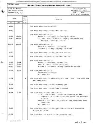 President Gerald R. Ford's Daily Diary, October 25, 1975