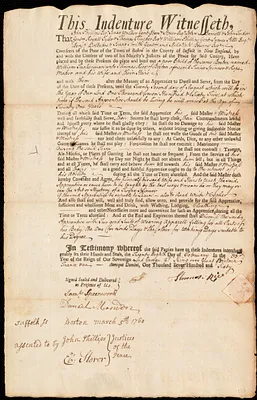 William Tuckerman indentured to apprentice with Thomas Rice of Boston, 28 February 1760