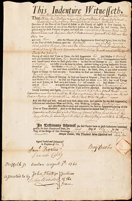 Edward Deane indentured to apprentice with Benjamin Burt of Boston, 1 July 1761