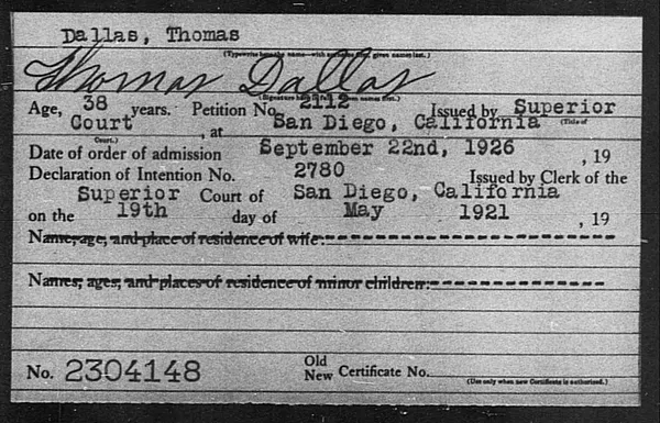 Dallas, Thomas - 1926