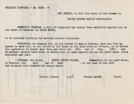 Copies of Court Documents, July 19, 1927