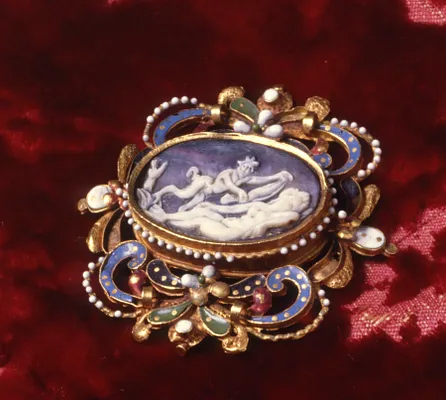 Dress Ornament with Pan Uncovering a Sleeping Nymph