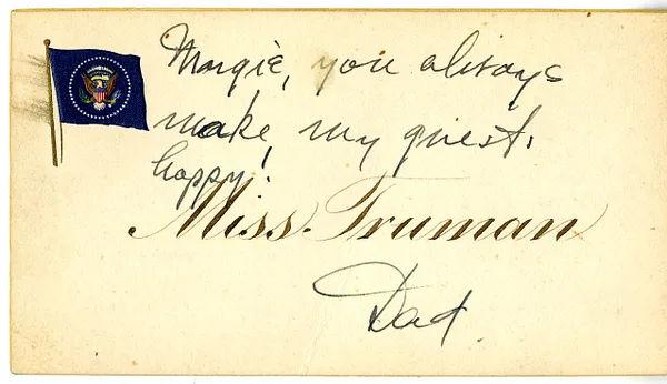 Note from Harry S. Truman to Margaret Truman