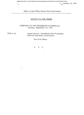 Addition to President's Schedule, Monday, September 20, 1976