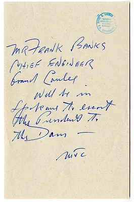 Handwritten Note from Matthew Connelly