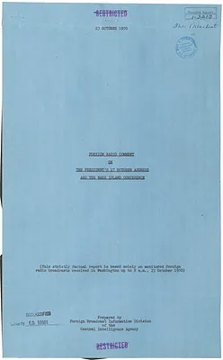 Report, Foreign Radio Comment on the President's 17 October Address and the Wake Island Conference
