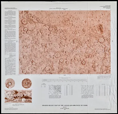 Shaded relief map of the Aeolis quadrangle of Mars