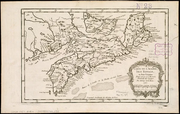 Carte de l'Acadie, Isle Royale, et Païs Voisins
