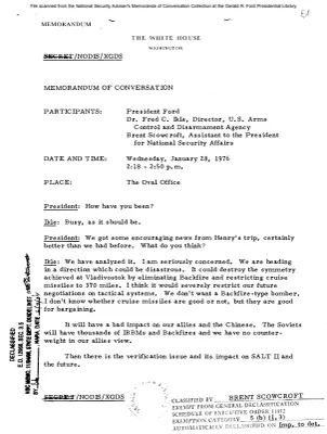 January 28, 1976 - Ford, Scowcroft, ACDA Director Fred Ikle