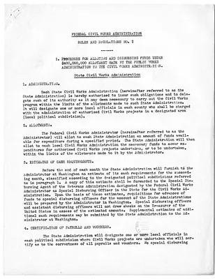 Report, Federal Civil Works Administration Rules and Regulations, Number 2